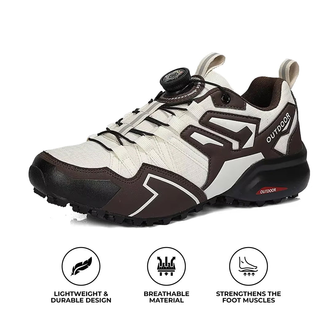 Blotcha Men's Orthopedic Leather Hiking Shoes, Arch Support Walking Sneakers with Dial Lace
