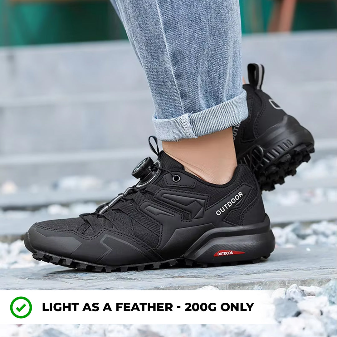 Blotcha Men's Orthopedic Leather Hiking Shoes, Arch Support Walking Sneakers with Dial Lace