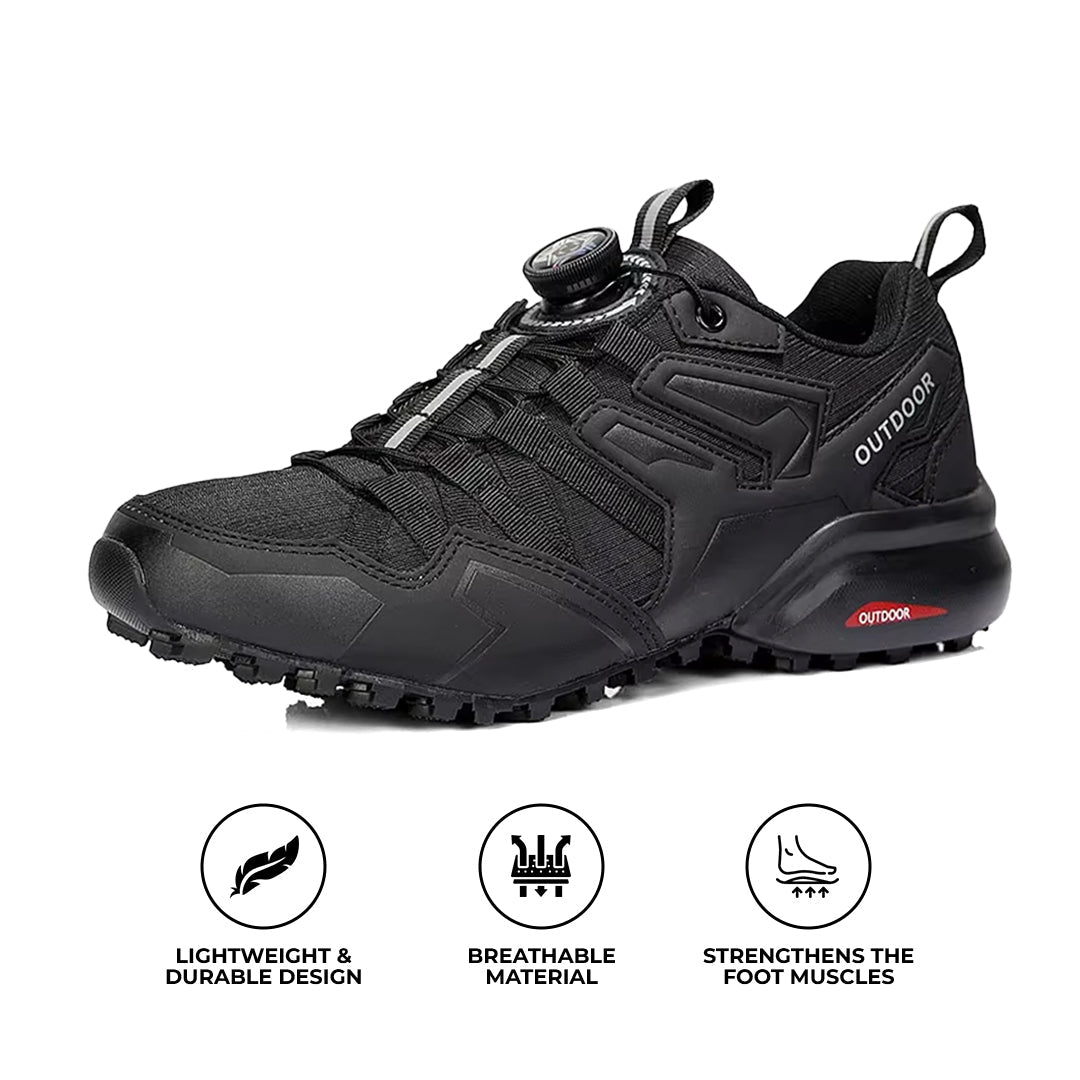 Blotcha Men's Orthopedic Leather Hiking Shoes, Arch Support Walking Sneakers with Dial Lace