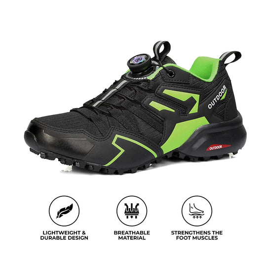 Blotcha Men's Orthopedic Leather Hiking Shoes, Arch Support Walking Sneakers with Dial Lace
