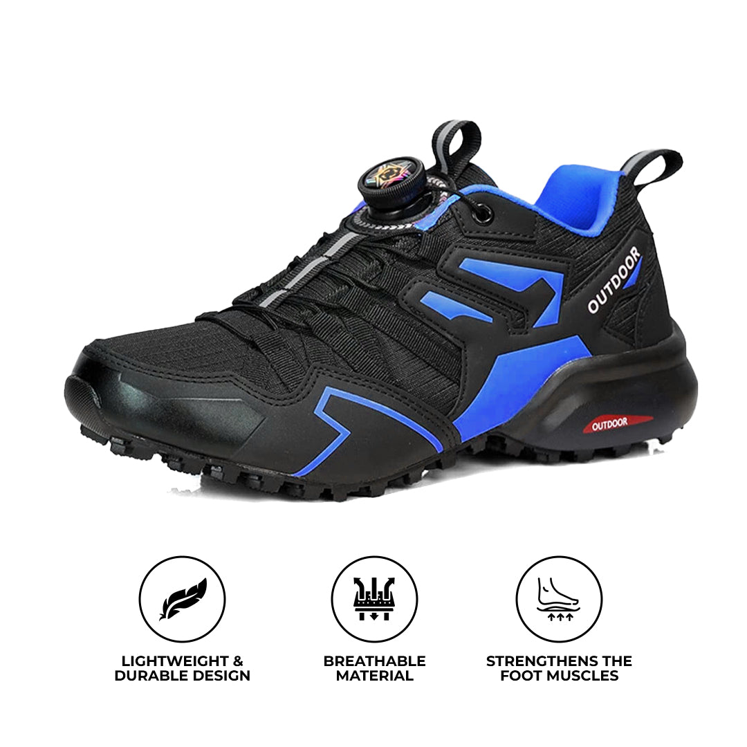 Blotcha Men's Orthopedic Leather Hiking Shoes, Arch Support Walking Sneakers with Dial Lace