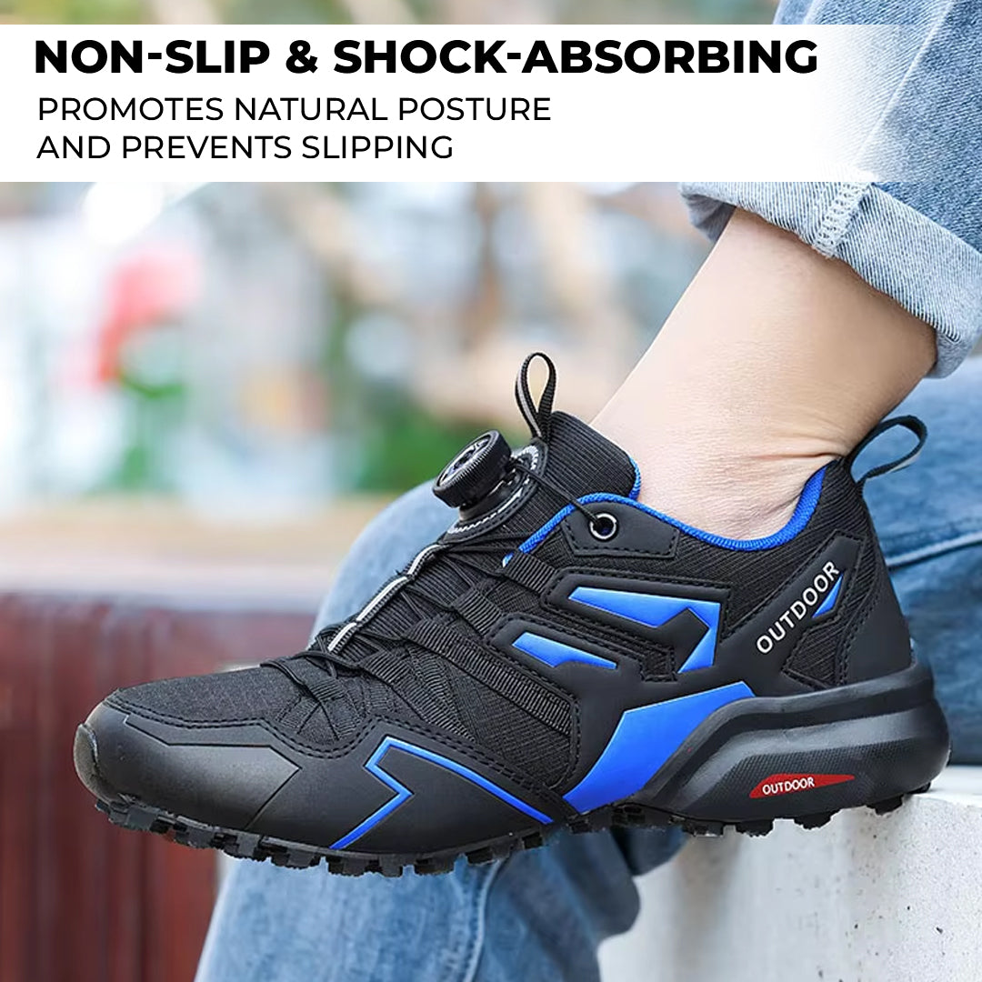 Blotcha Men's Orthopedic Leather Hiking Shoes, Arch Support Walking Sneakers with Dial Lace