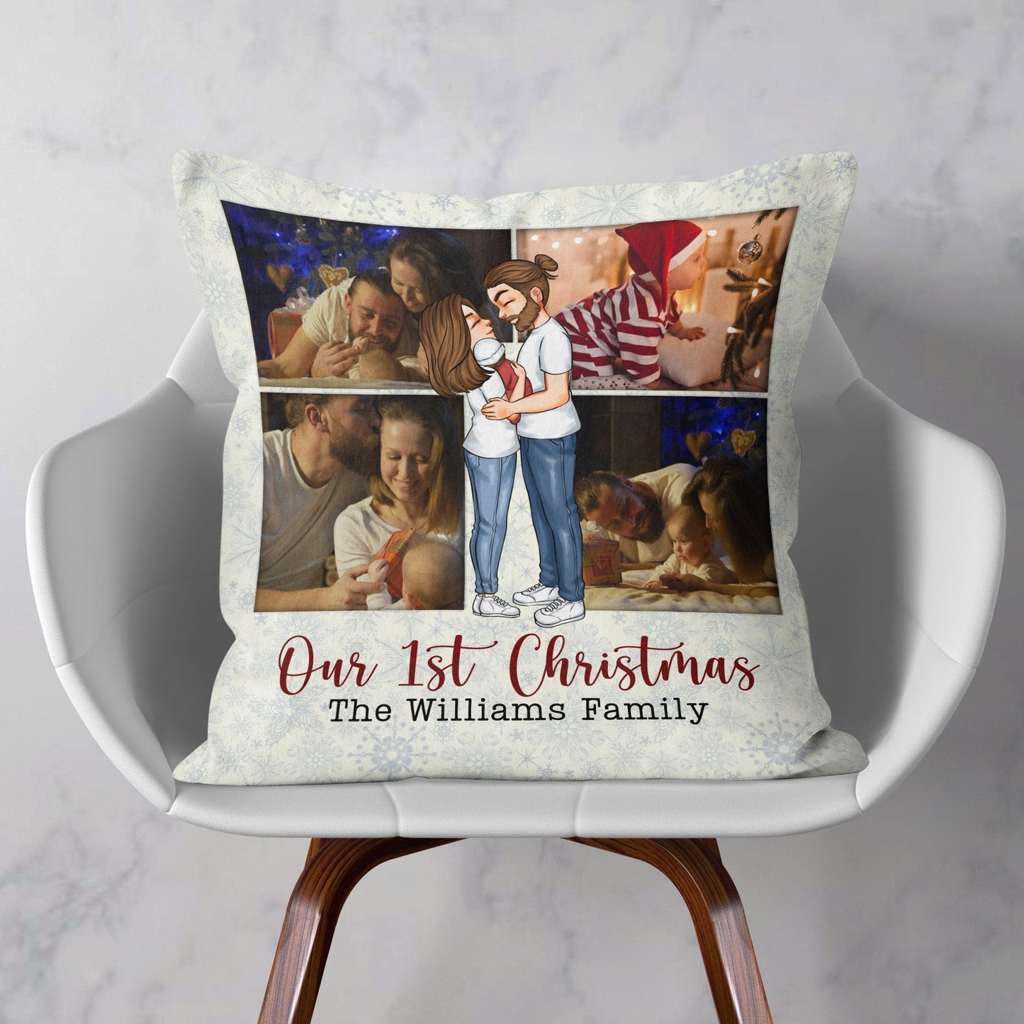 Our Christmas – Personalized Pillow – Christmas Gift For Spouse, Lover, Couple, Husband, Wife, Newly Wed, First Child, Newborn Baby