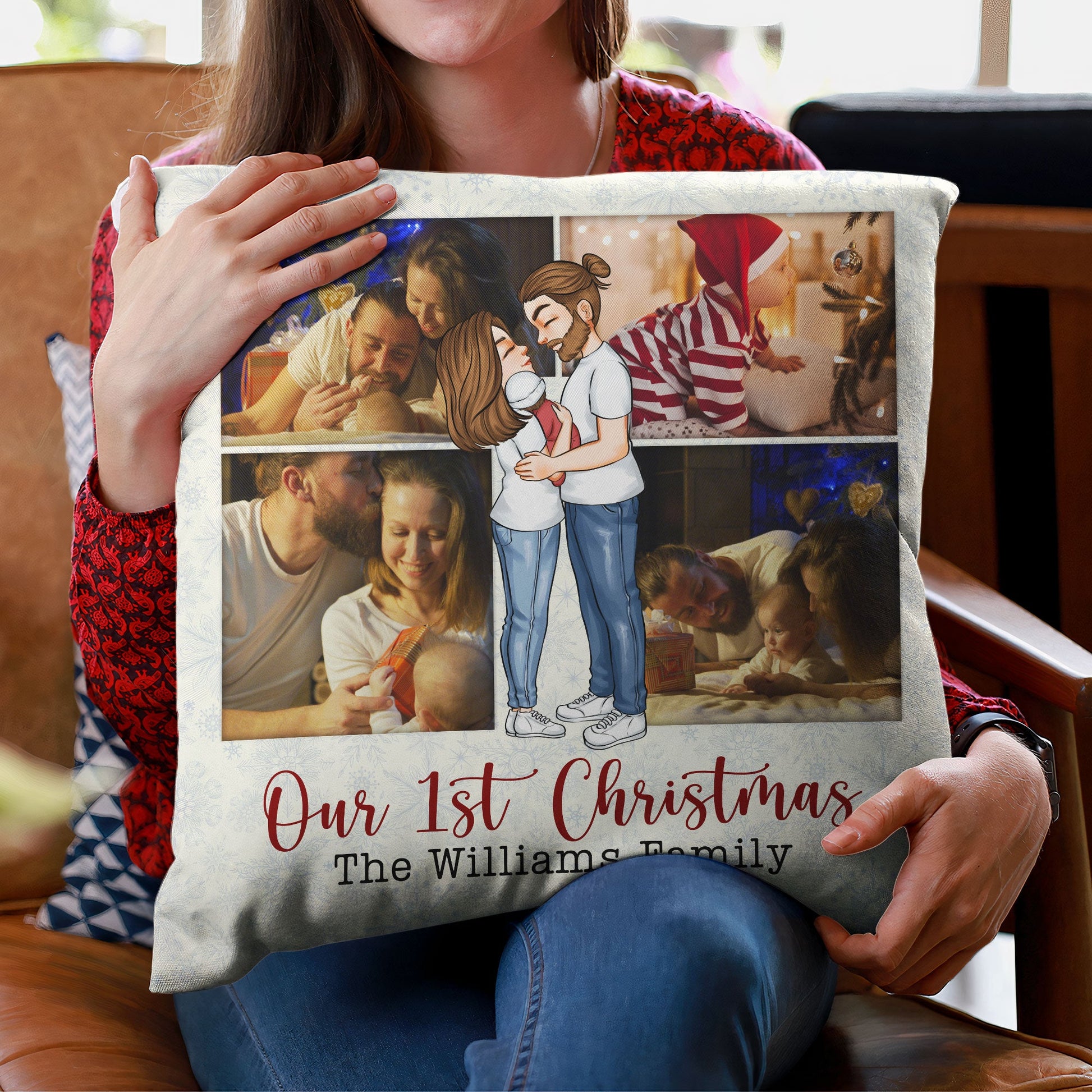 Our Christmas – Personalized Pillow – Christmas Gift For Spouse, Lover, Couple, Husband, Wife, Newly Wed, First Child, Newborn Baby