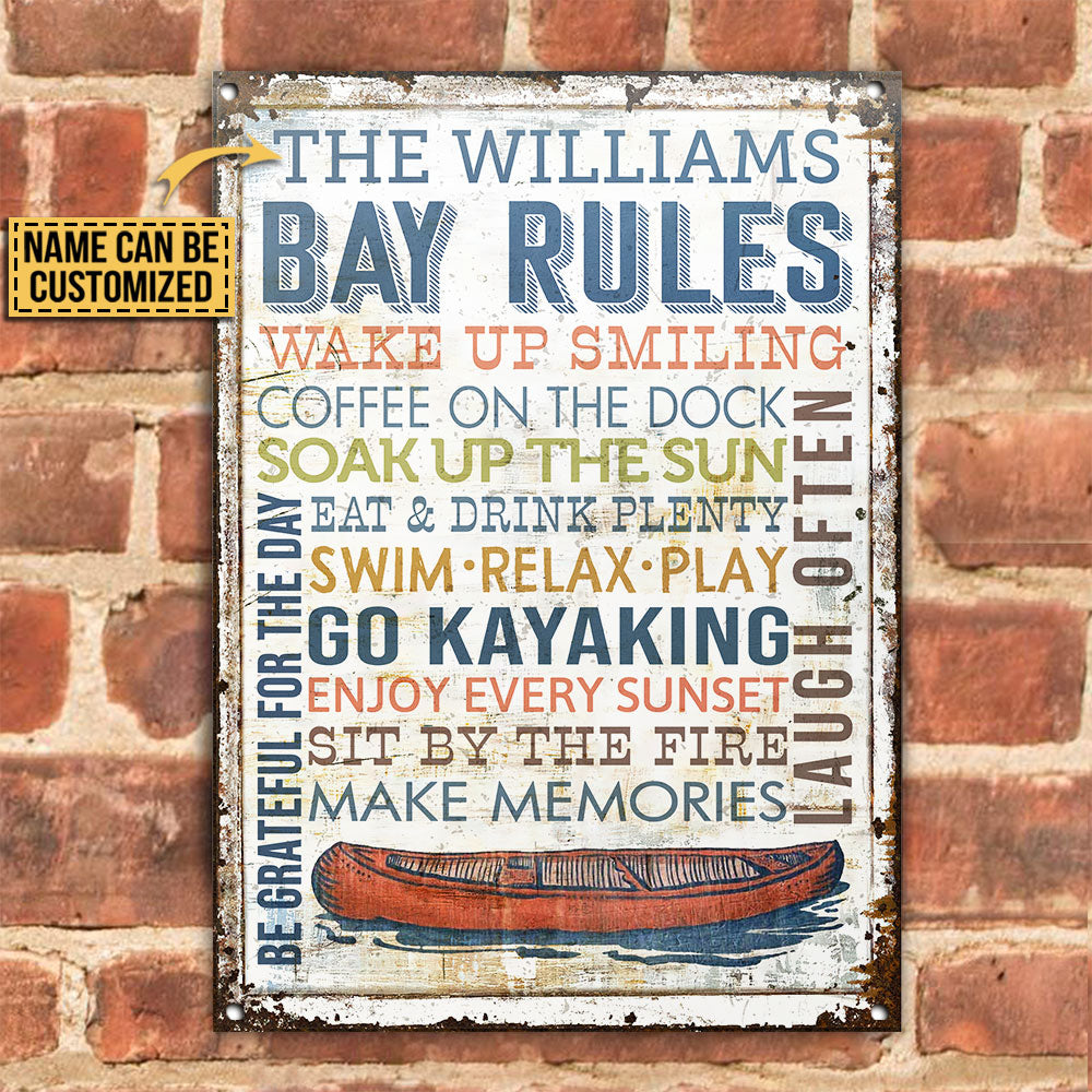 Personalized Kayak Bay Rules Wake Up Customized Classic Metal Signs