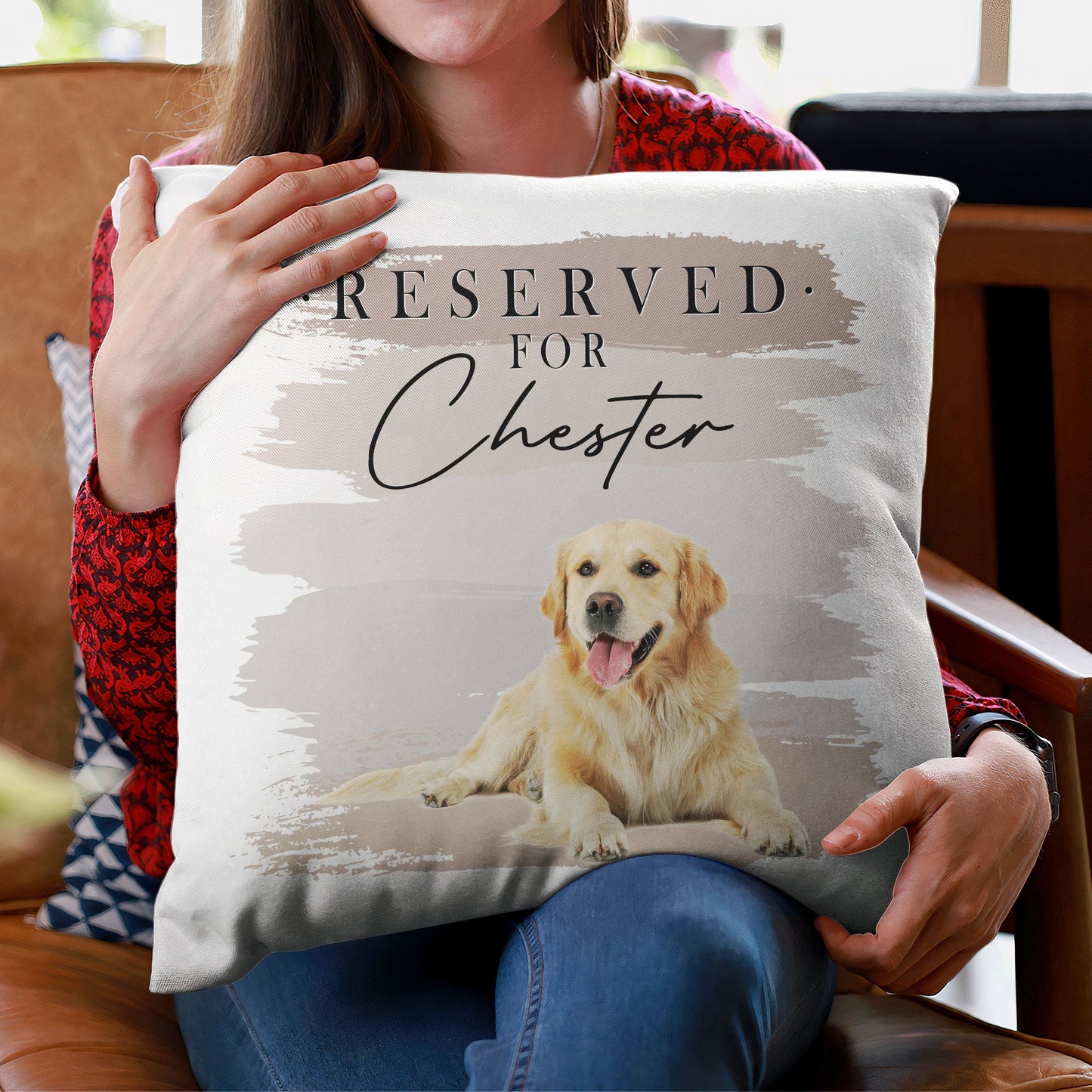 Reserved For The Dog – Personalized Pillow – Birthday, Loving Gift For Dog Mom, Dog Dad, Cat Mom, Cat Lover, Dog Lover, Pet Owners