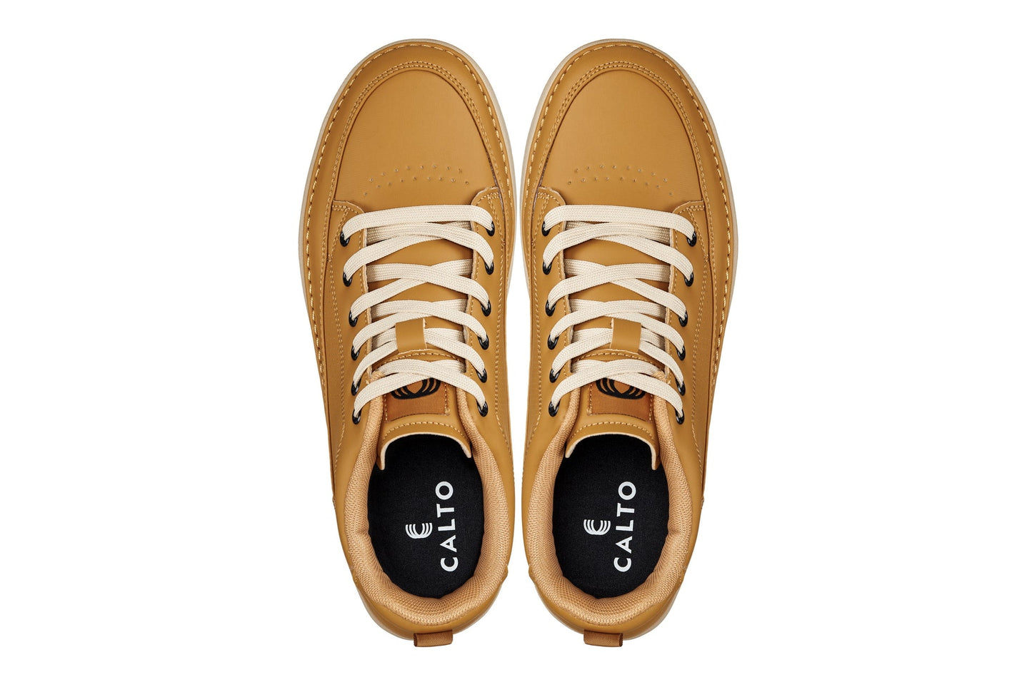CALTO Q274 Premium Height-Increasing Casual Sneaker - 2.8 Inches Taller - Camel Brown Gum Sole - Quality Footwear