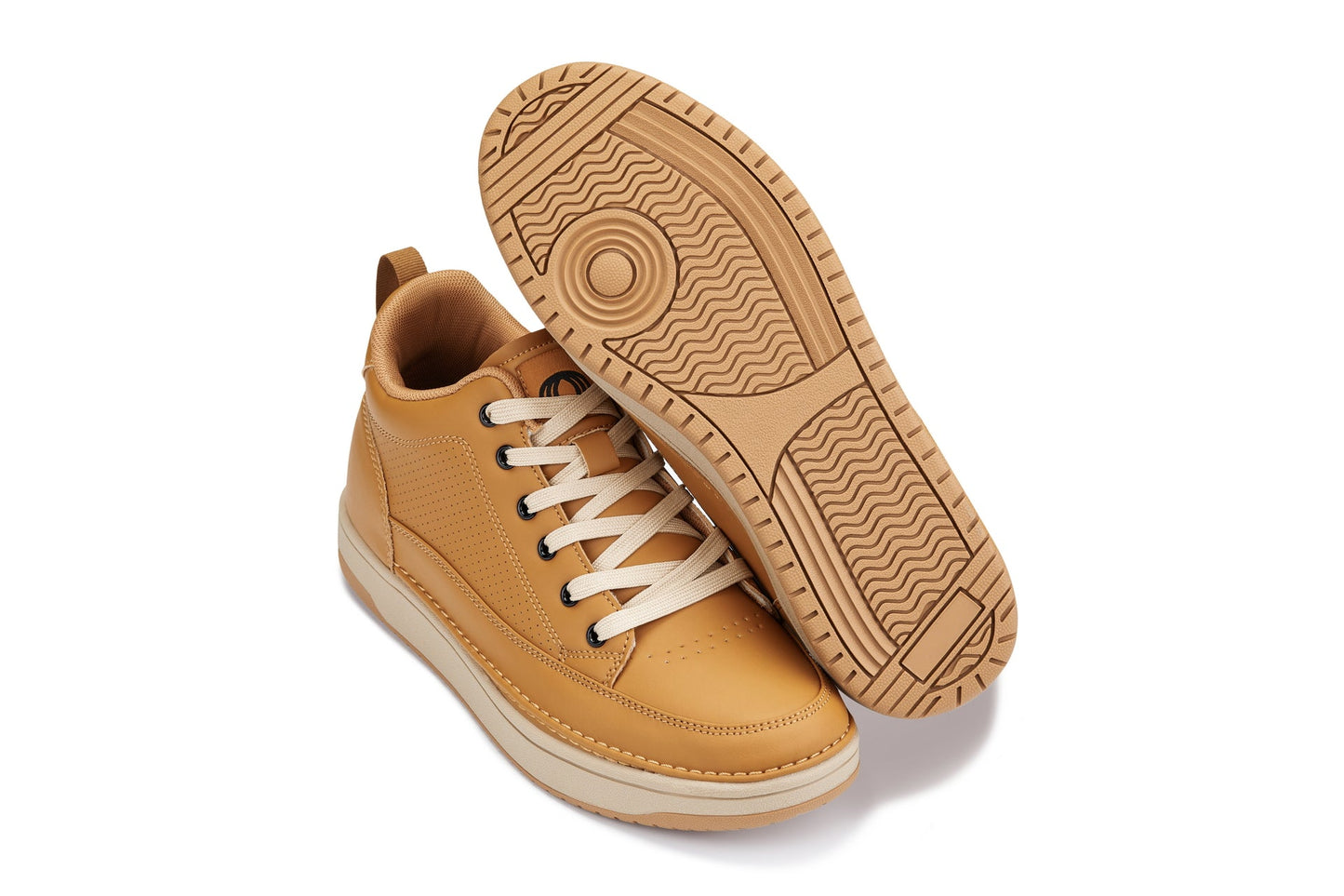CALTO Q274 Premium Height-Increasing Casual Sneaker - 2.8 Inches Taller - Camel Brown Gum Sole - Quality Footwear