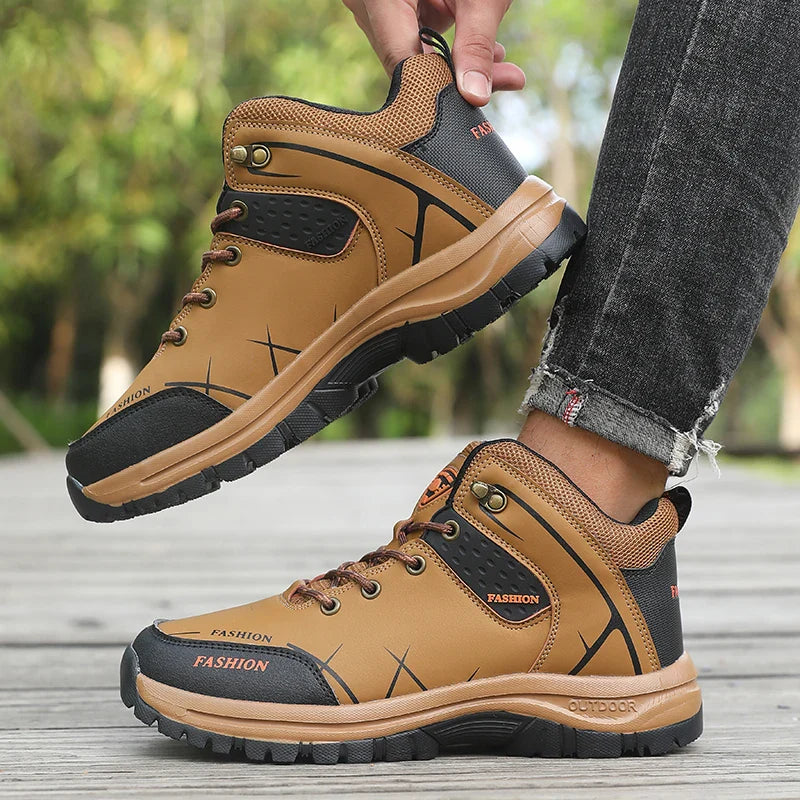 Blotcha Men's Waterproof Orthopedic Hiking Boots - Black Anti-Slip Outdoor Trekking Shoes