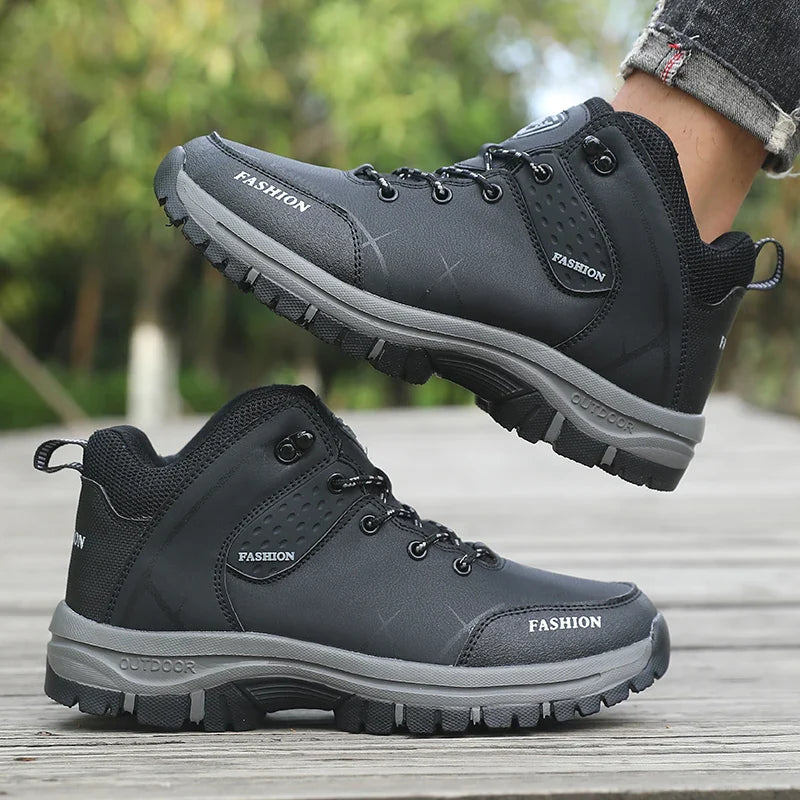 Blotcha Men's Waterproof Orthopedic Hiking Boots - Black Anti-Slip Outdoor Trekking Shoes