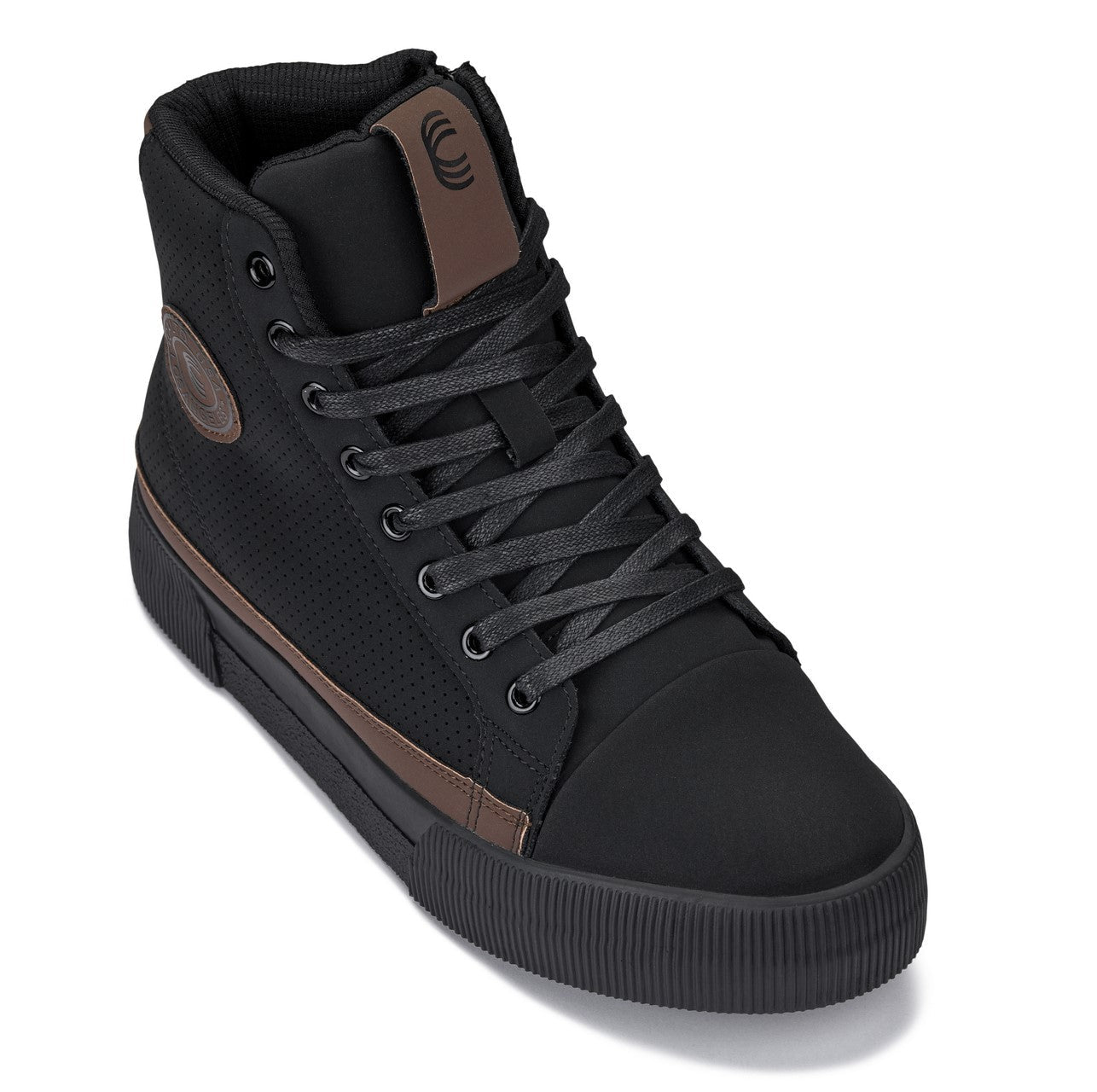 CALTO S3422 Height-Increasing High-Top Sneaker Boot - 2.4 Inches Taller - Black Coffee Brown Cap Toe - Premium Support