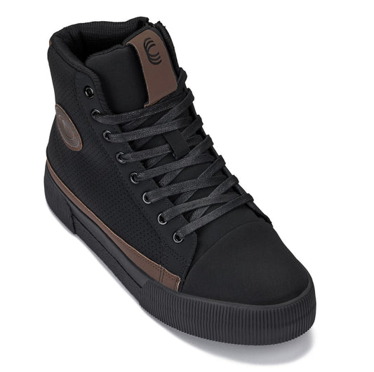 CALTO S3422 Height-Increasing High-Top Sneaker Boot - 2.4 Inches Taller - Black Coffee Brown Cap Toe - Premium Support