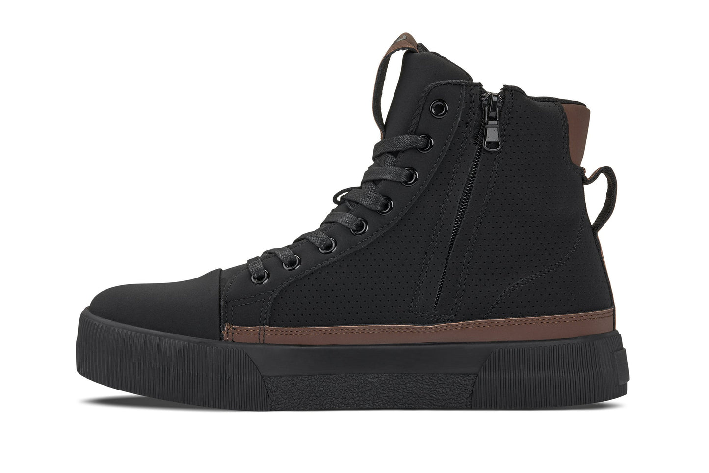 CALTO S3422 Height-Increasing High-Top Sneaker Boot - 2.4 Inches Taller - Black Coffee Brown Cap Toe - Premium Support
