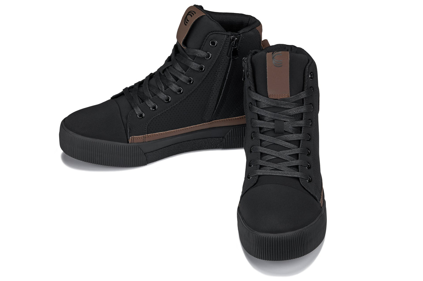 CALTO S3422 Height-Increasing High-Top Sneaker Boot - 2.4 Inches Taller - Black Coffee Brown Cap Toe - Premium Support