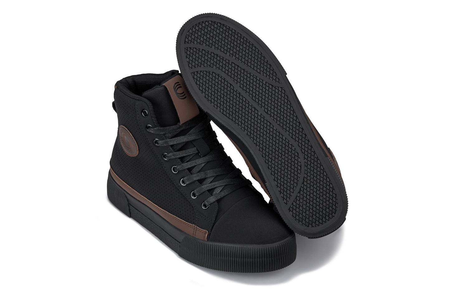 CALTO S3422 Height-Increasing High-Top Sneaker Boot - 2.4 Inches Taller - Black Coffee Brown Cap Toe - Premium Support