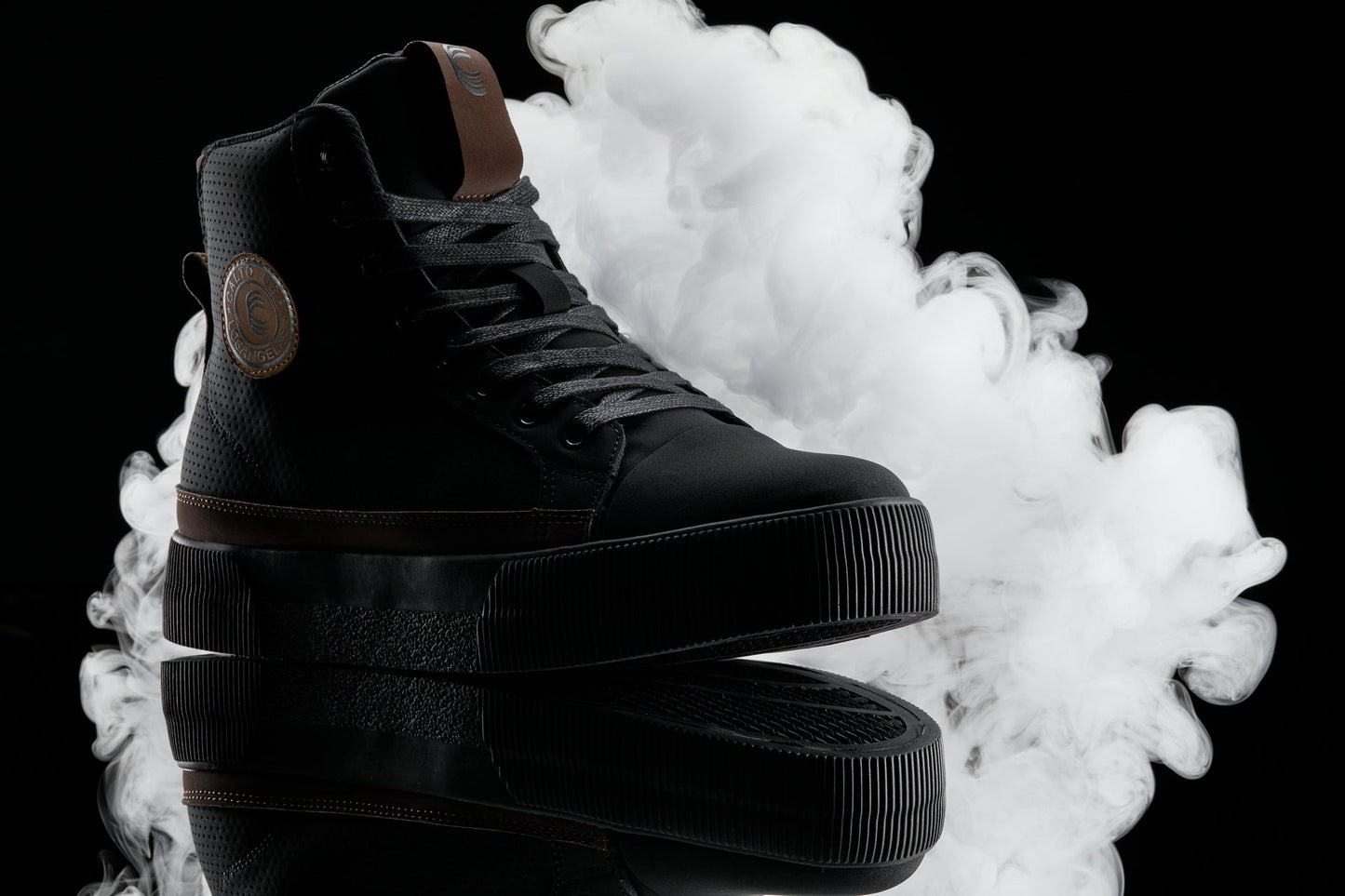 CALTO S3422 Height-Increasing High-Top Sneaker Boot - 2.4 Inches Taller - Black Coffee Brown Cap Toe - Premium Support
