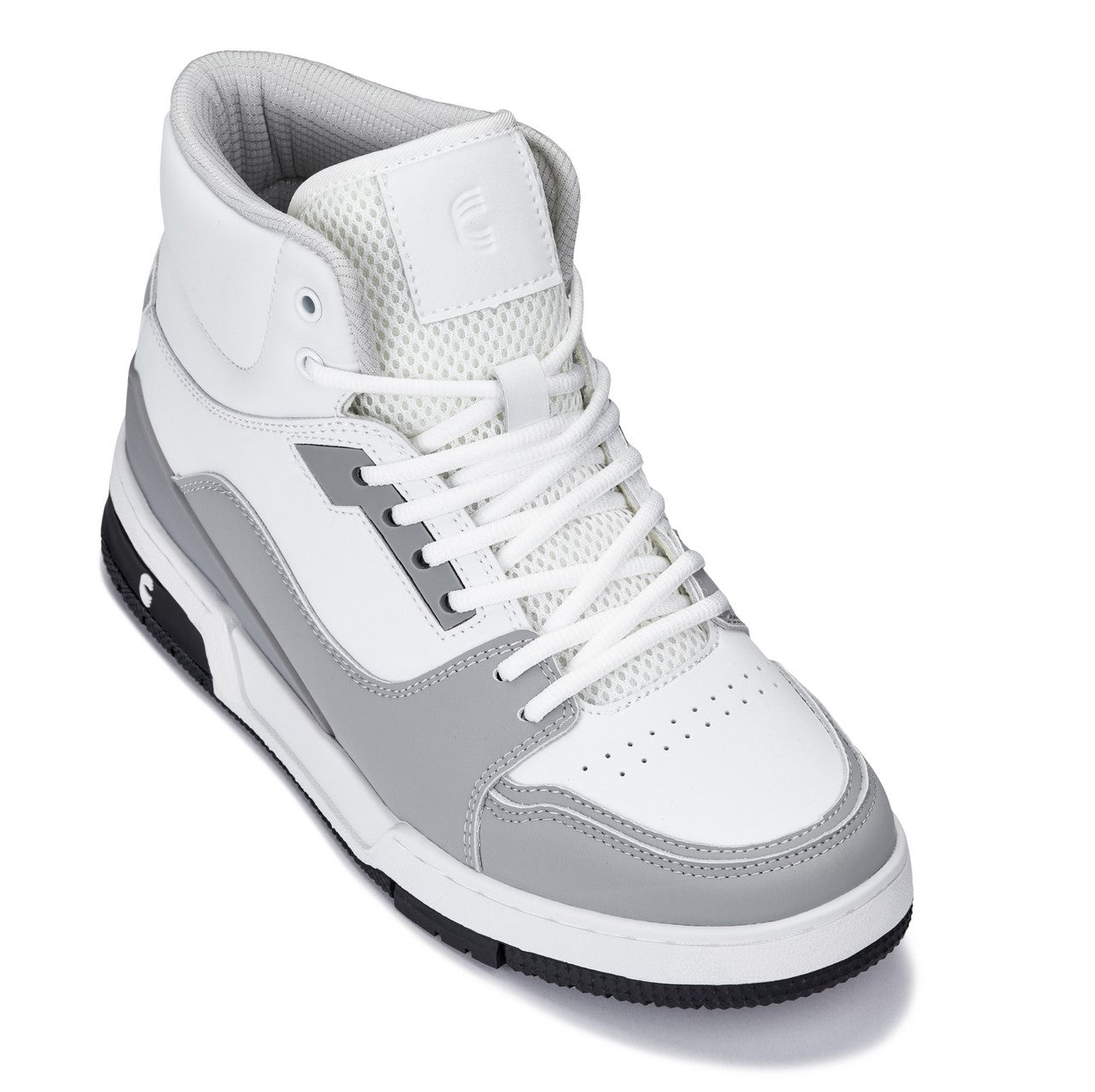 CALTO S4751 Height-Increasing High-Top Sneaker - 3 Inches Taller - White Grey - Premium Design - Quality Construction