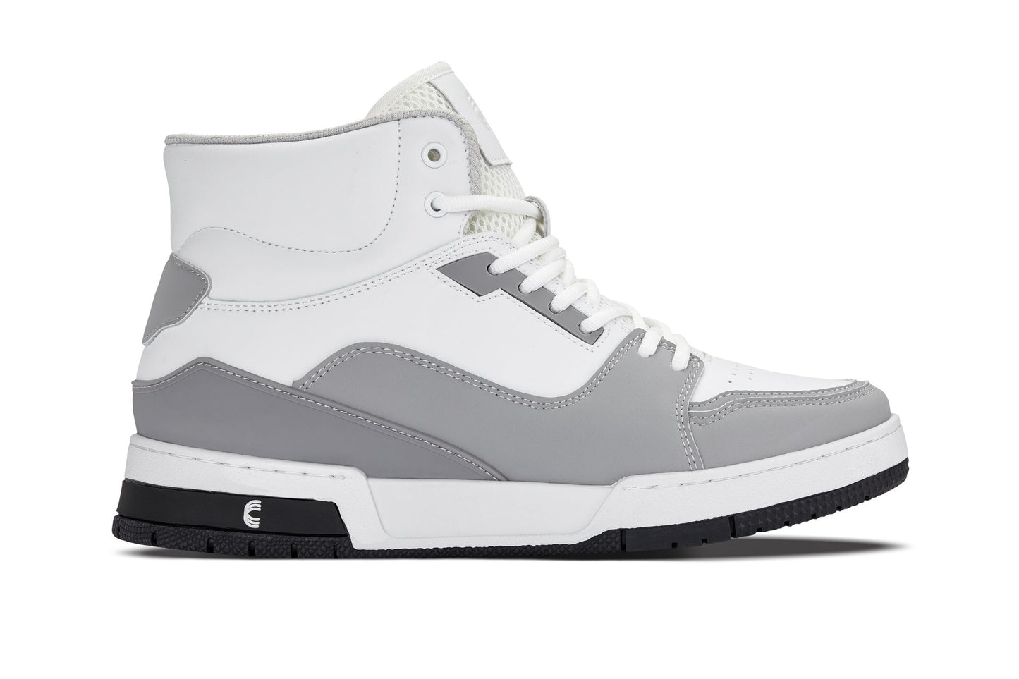 CALTO S4751 Height-Increasing High-Top Sneaker - 3 Inches Taller - White Grey - Premium Design - Quality Construction