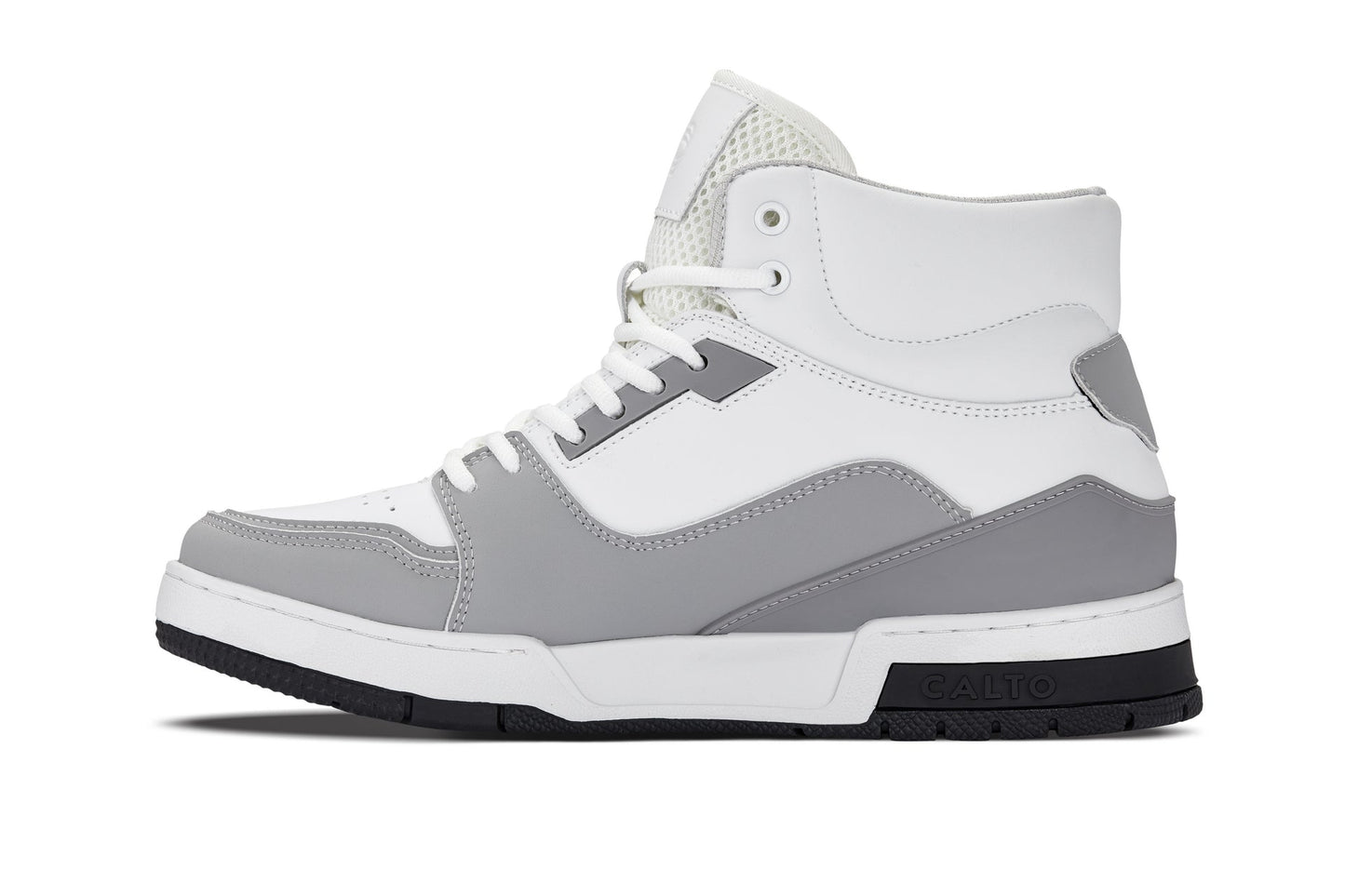CALTO S4751 Height-Increasing High-Top Sneaker - 3 Inches Taller - White Grey - Premium Design - Quality Construction