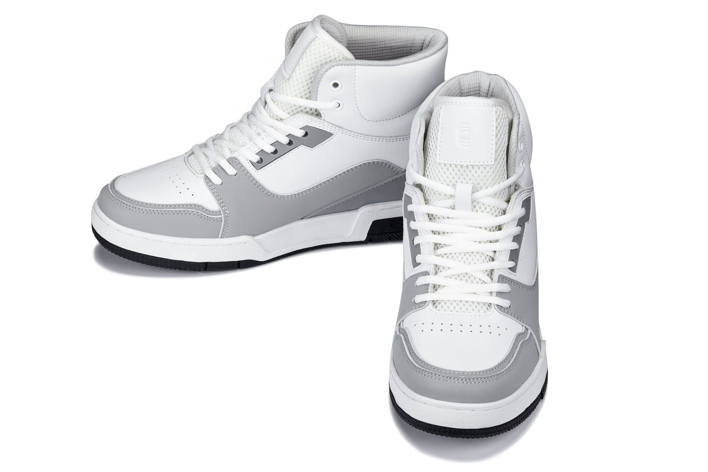 CALTO S4751 Height-Increasing High-Top Sneaker - 3 Inches Taller - White Grey - Premium Design - Quality Construction
