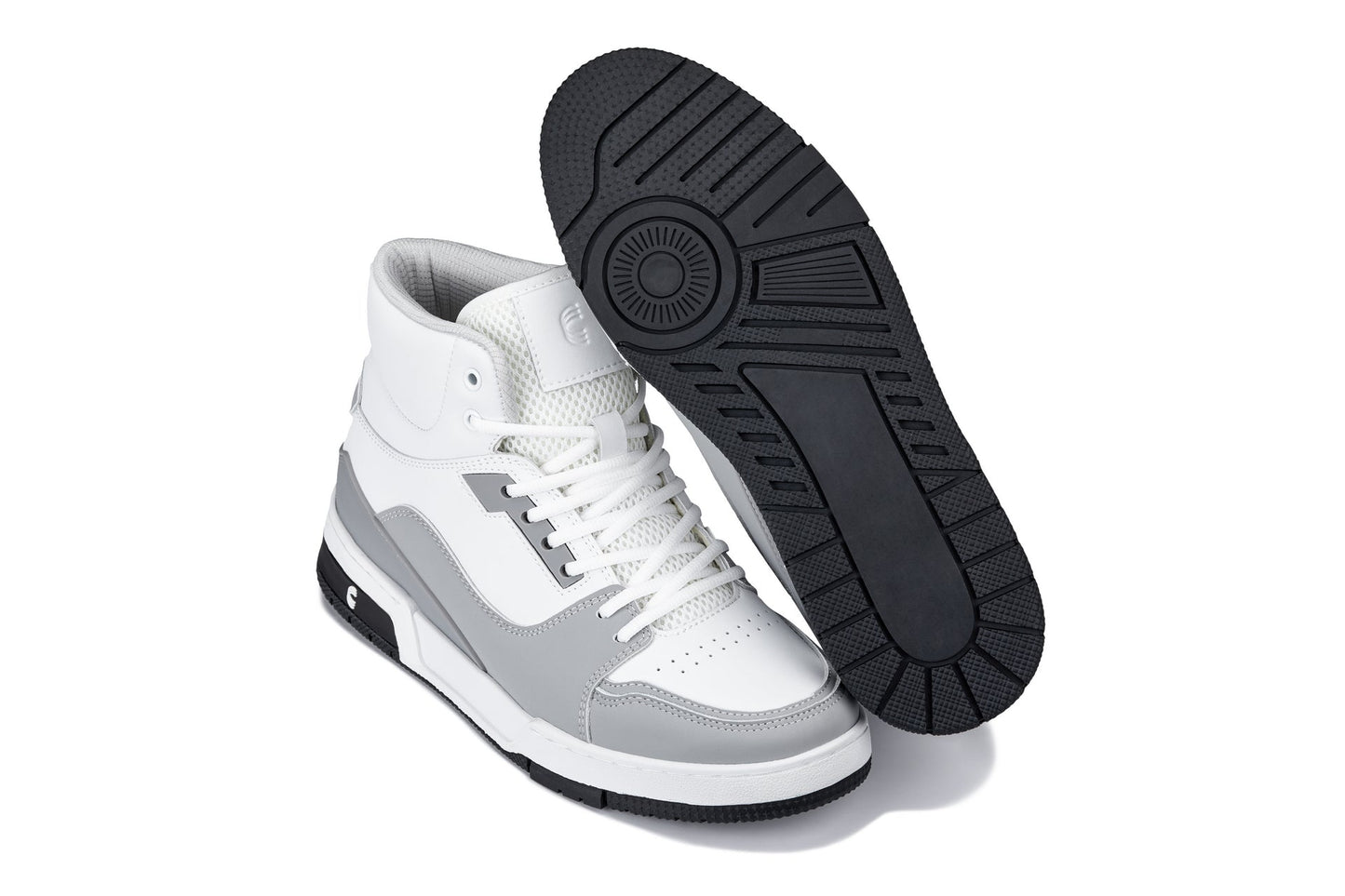 CALTO S4751 Height-Increasing High-Top Sneaker - 3 Inches Taller - White Grey - Premium Design - Quality Construction
