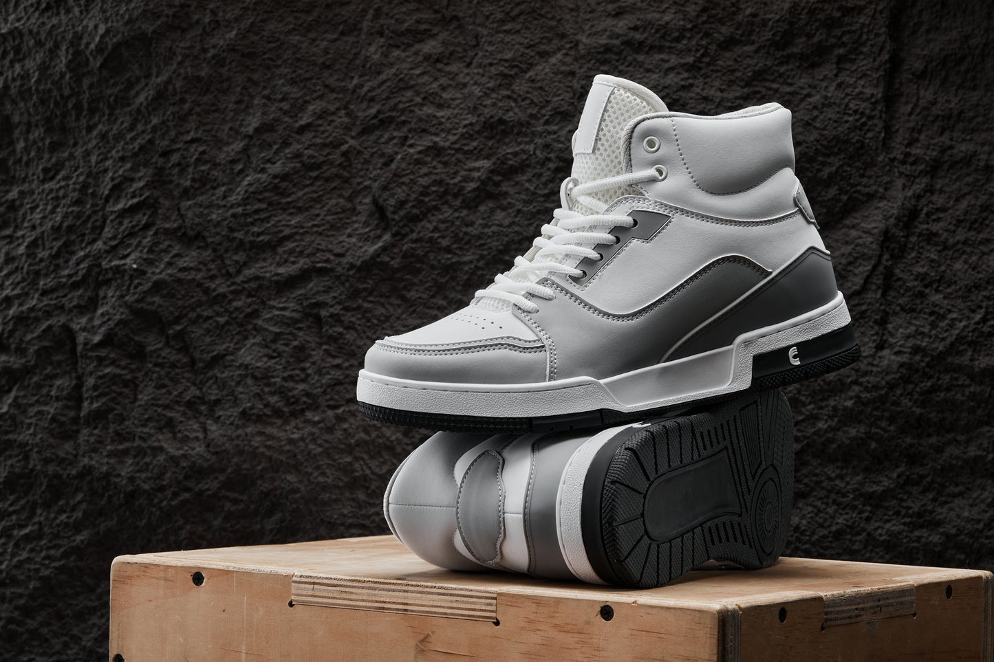 CALTO S4751 Height-Increasing High-Top Sneaker - 3 Inches Taller - White Grey - Premium Design - Quality Construction