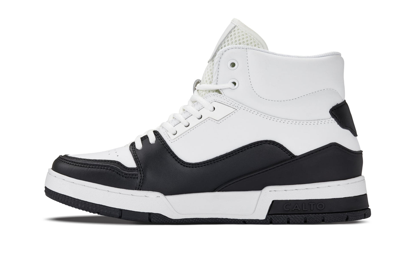 CALTO S4752 Height-Increasing High-Top Sneaker - 3 Inches Taller - White Black - Performance Design - Quality Footwear