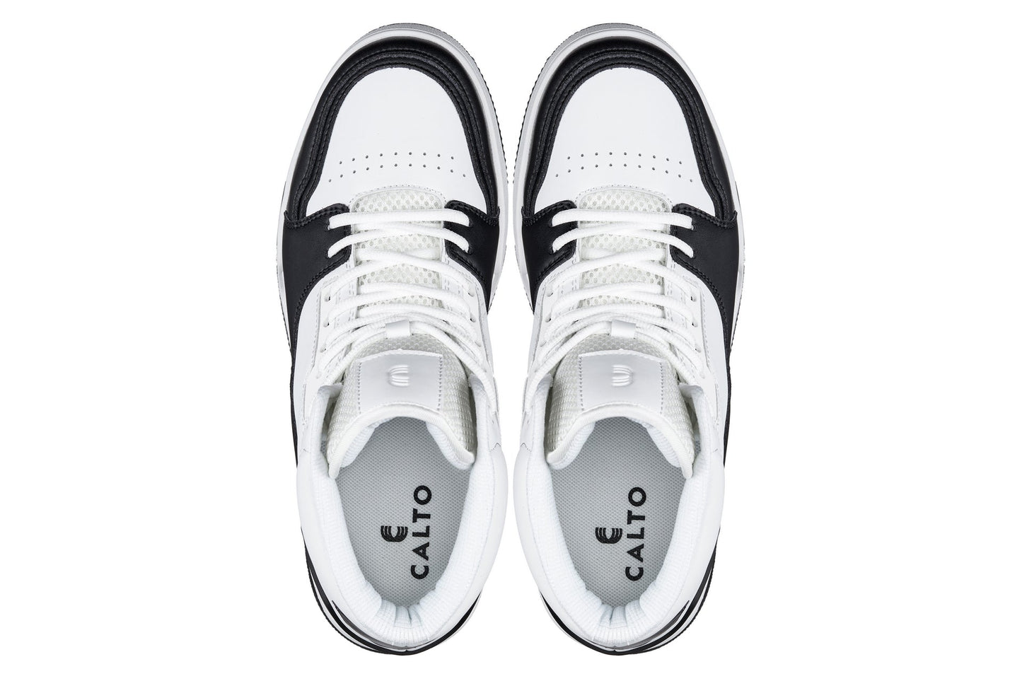CALTO S4752 Height-Increasing High-Top Sneaker - 3 Inches Taller - White Black - Performance Design - Quality Footwear
