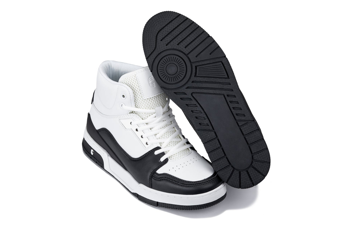 CALTO S4752 Height-Increasing High-Top Sneaker - 3 Inches Taller - White Black - Performance Design - Quality Footwear