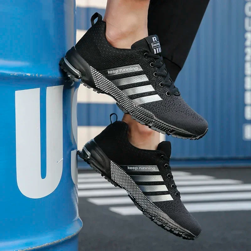 Ultimate Comfort Black Mesh Sneakers for Men - Breathable, Anti-Slip Sports Shoes for Casual Running & Outdoor Adventures