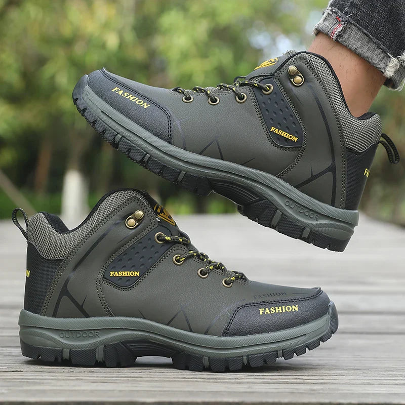 Blotcha Men's Waterproof Orthopedic Hiking Boots - Black Anti-Slip Outdoor Trekking Shoes
