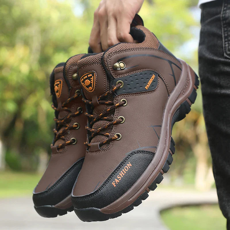 Blotcha Men's Waterproof Orthopedic Hiking Boots - Black Anti-Slip Outdoor Trekking Shoes