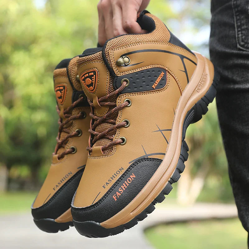 Blotcha Men's Waterproof Orthopedic Hiking Boots - Black Anti-Slip Outdoor Trekking Shoes