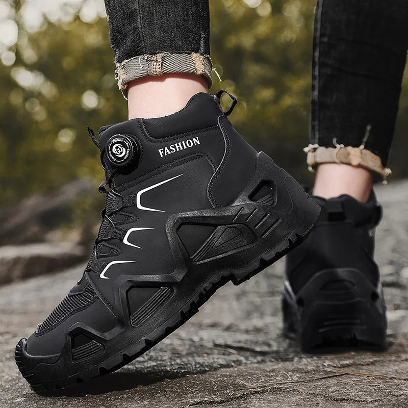 Blotcha Men's Waterproof Hiking Boots with Microfiber Leather & Rotating Buckle