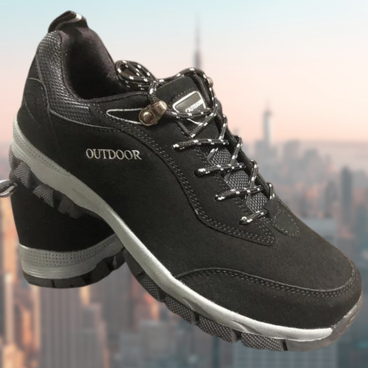 Blotcha Men's Orthopedic Hiking Shoes Waterproof Non-Slip Lace-Up Black Outdoor Walking Sneakers