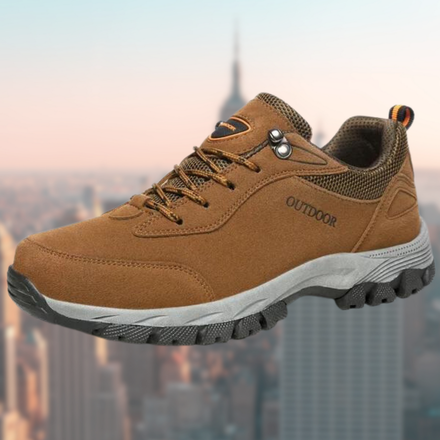 Blotcha Men's Orthopedic Hiking Shoes Waterproof Non-Slip Lace-Up Black Outdoor Walking Sneakers
