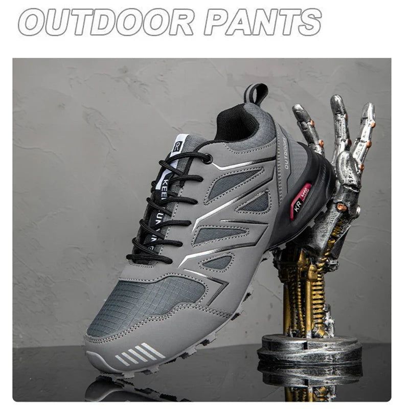 Blotcha Men's Waterproof Tactical Sports Shoes Orthopedic Non-Slip Camping Trainers, Gray