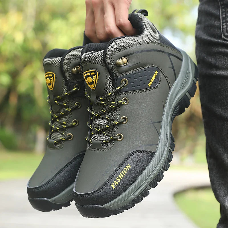Blotcha Men's Waterproof Orthopedic Hiking Boots - Black Anti-Slip Outdoor Trekking Shoes