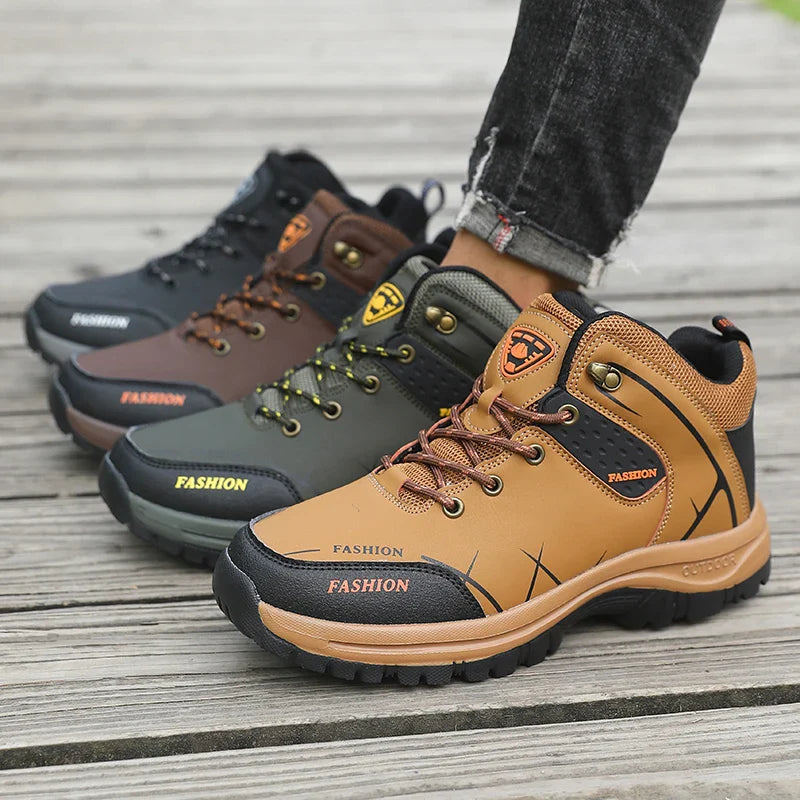 Blotcha Men's Waterproof Orthopedic Hiking Boots - Black Anti-Slip Outdoor Trekking Shoes