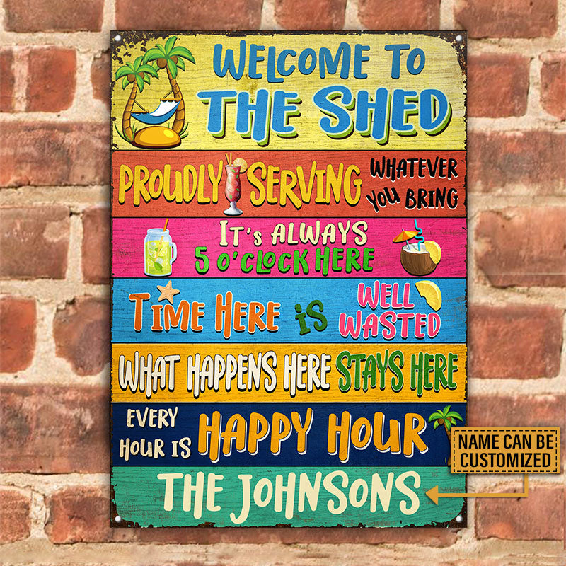 The Shed What Happens Here Stays Here Custom Classic Metal Signs
