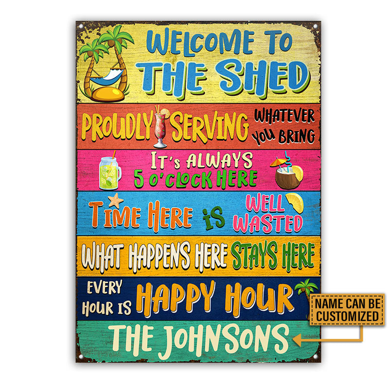 The Shed What Happens Here Stays Here Custom Classic Metal Signs