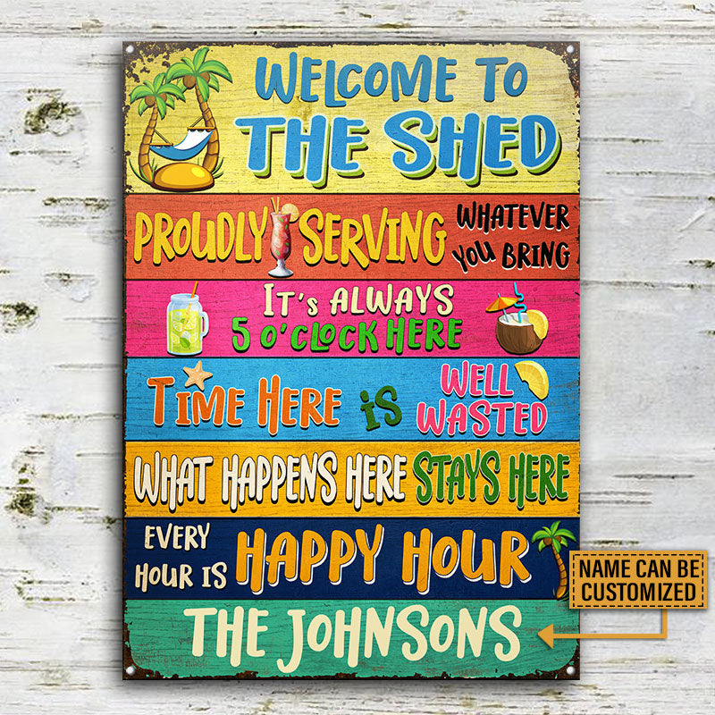 The Shed What Happens Here Stays Here Custom Classic Metal Signs