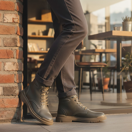 Blotcha Men's Leather Chelsea Ankle Boots Lace-Up Elevator Sneakers