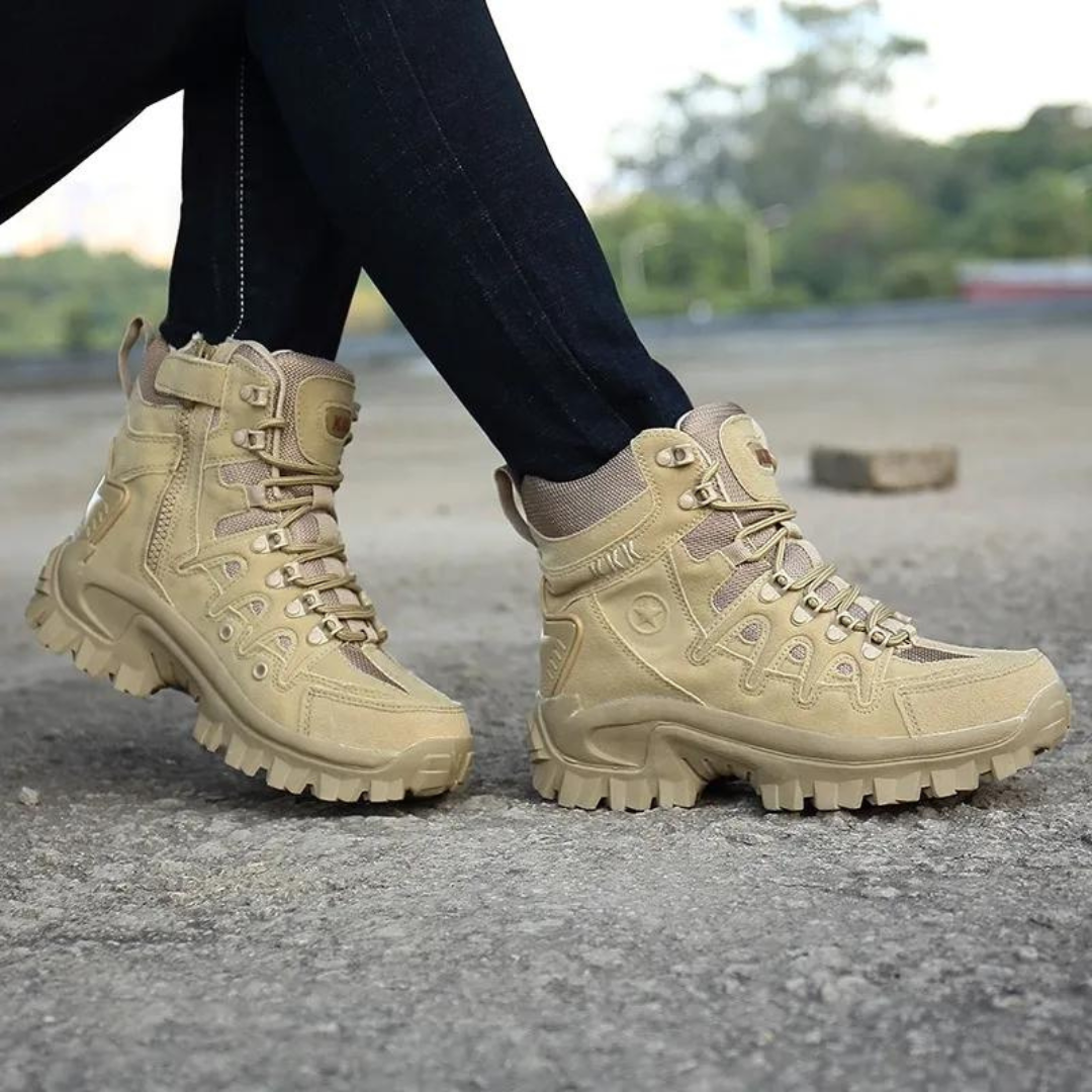 Blotcha Men's Waterproof Leather Tactical Hiking Boots, Outdoor Combat Hunting Trekking Shoes