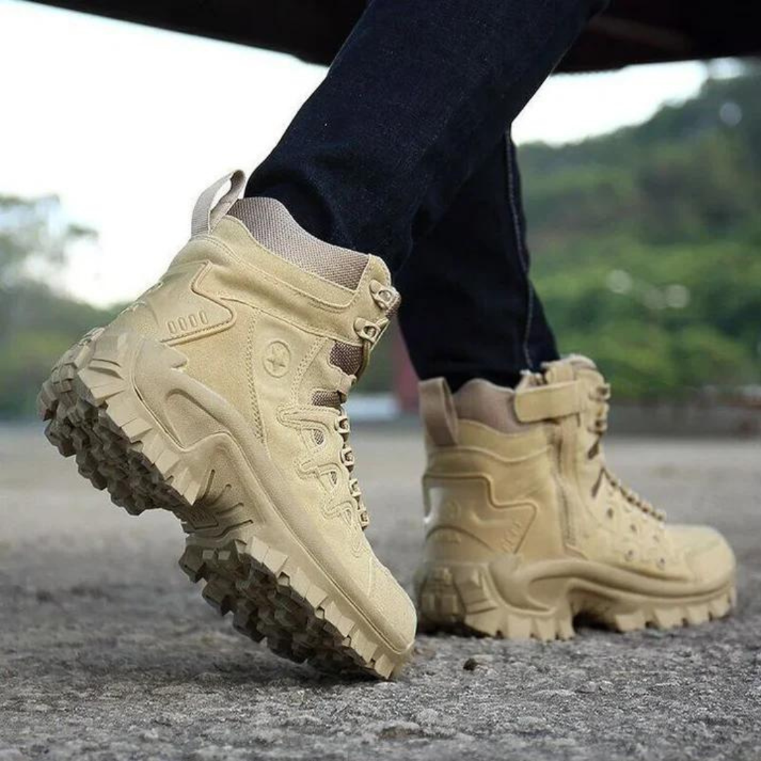 Blotcha Men's Waterproof Leather Tactical Hiking Boots, Outdoor Combat Hunting Trekking Shoes