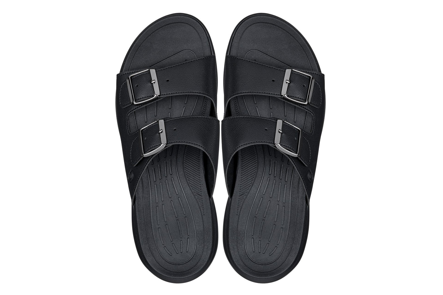 CALTO X1660 Dual Adjustable Height-Increasing Casual Sandal - 2 Inches Taller - Black Buckle - Premium Comfort Design