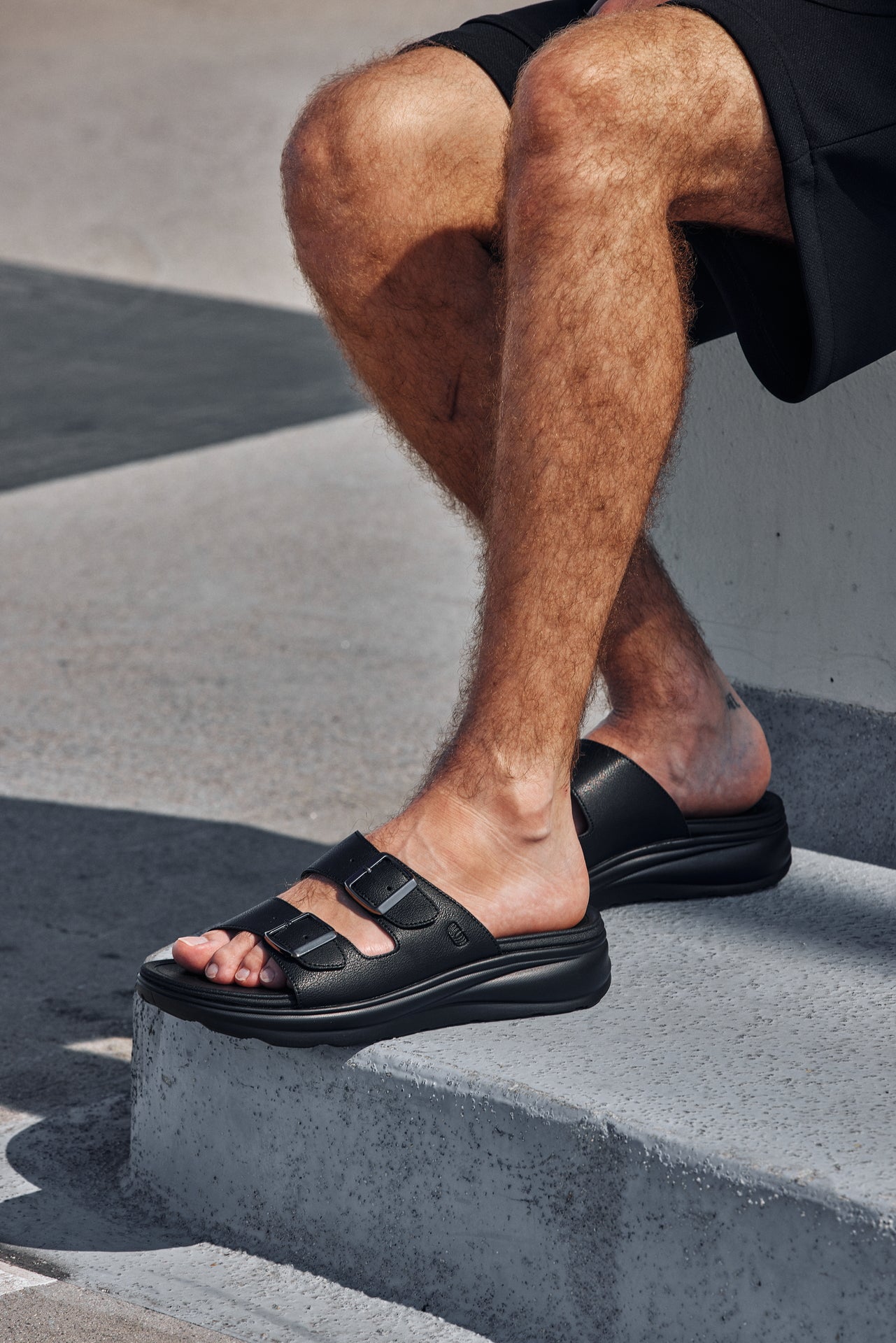 CALTO X1660 Dual Adjustable Height-Increasing Casual Sandal - 2 Inches Taller - Black Buckle - Premium Comfort Design