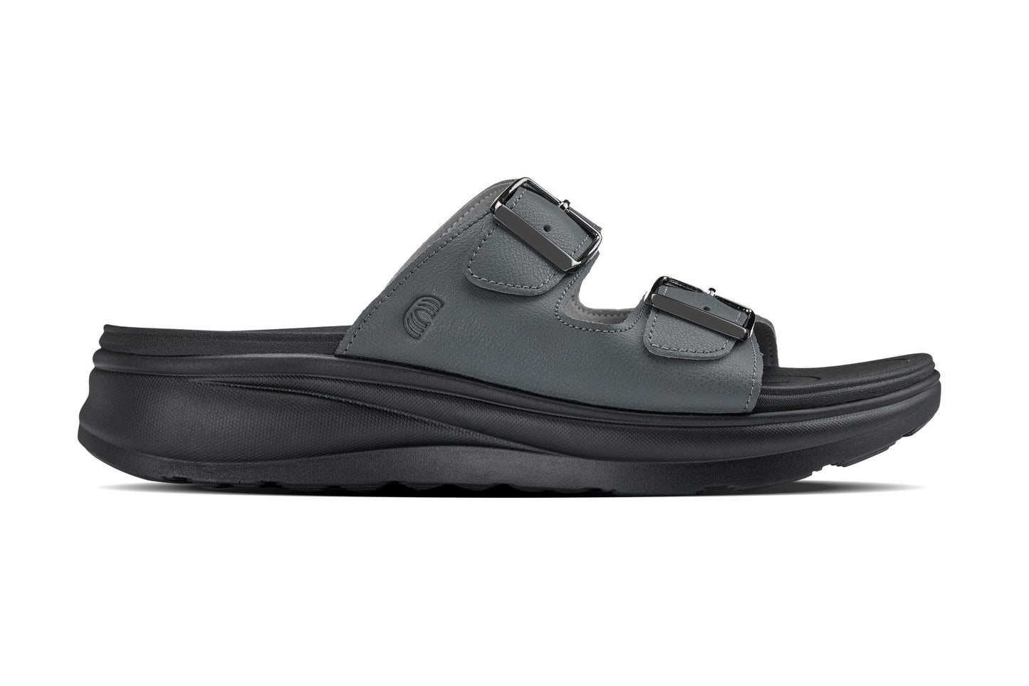 CALTO X1661 Dual Adjustable Height-Increasing Casual Sandal - 2 Inches Taller - Iron Grey Buckle - Premium Quality