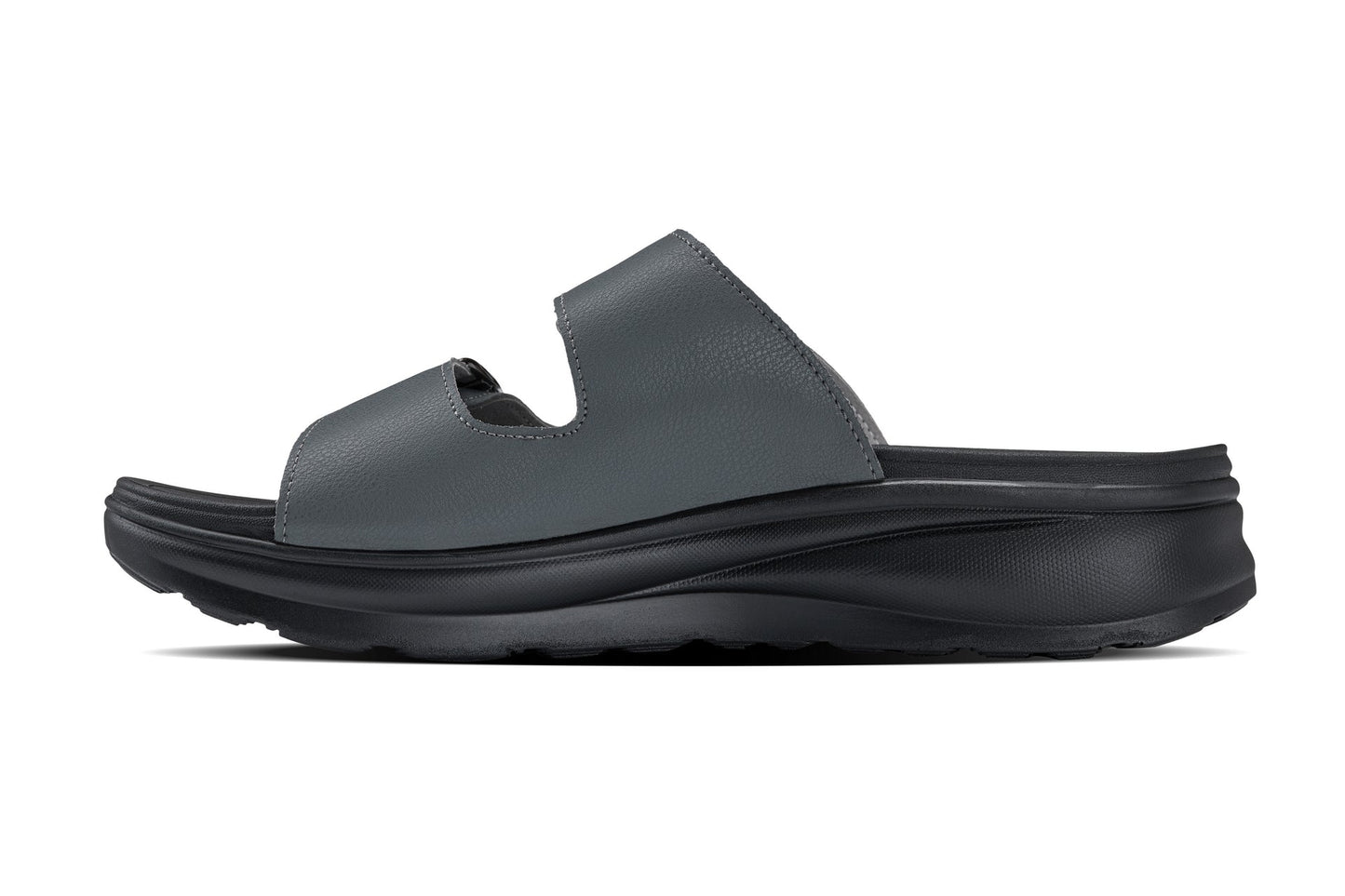 CALTO X1661 Dual Adjustable Height-Increasing Casual Sandal - 2 Inches Taller - Iron Grey Buckle - Premium Quality
