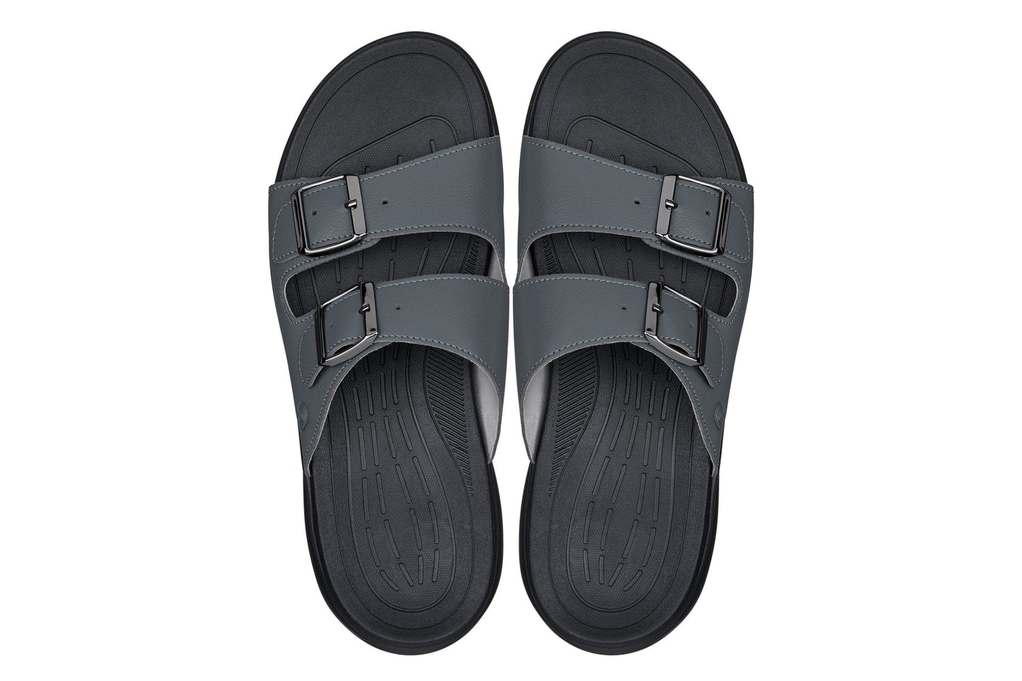 CALTO X1661 Dual Adjustable Height-Increasing Casual Sandal - 2 Inches Taller - Iron Grey Buckle - Premium Quality